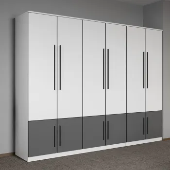 Dulap dormitor Alb cu Gri 247.4 x 192.5 cm - Sidney 4a15 imagine
