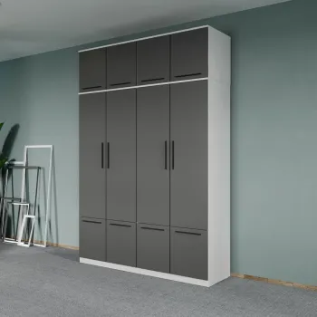Dulap dormitor Alb-Gri 4U+suprapozabil - Madrid 8a1f imagine