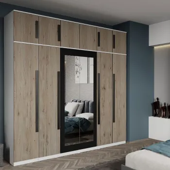 Dulap dormitor cu 6 usi San Remo+oglinda 246,4 x 240,3 cm - Dallas 1149 imagine