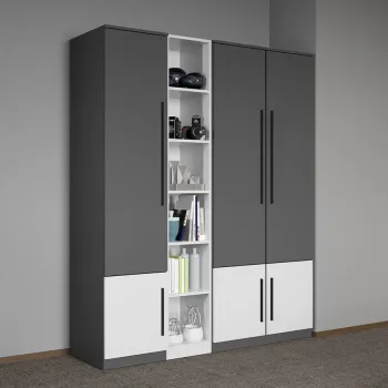 Dulap dormitor Gri cu Alb 152 x 192,5 cm - Sidney b822 imagine