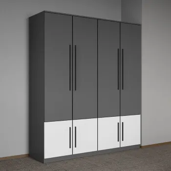 Dulap dormitor Gri cu Alb 164,4 x 192,5 cm - Sidney f80c imagine
