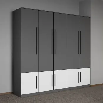 Dulap dormitor Gri cu Alb 205,4 x 192,5 cm - Sidney 6507 imagine
