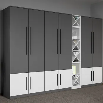 Dulap dormitor Gri cu Alb 275.4 x 192.5 cm - Sidney 0d46 imagine