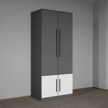Dulap dormitor Gri cu Alb 83 x 192,5 cm - Sidney 9186 imagine