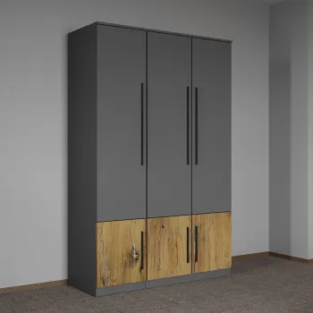 Dulap dormitor Gri cu Flagstaff Oak 124 x 192,5 cm - Sidney 5b5c imagine