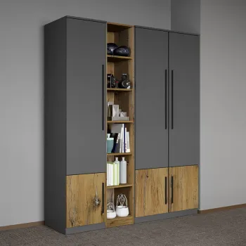 Dulap dormitor Gri cu Flagstaff Oak 152 x 192,5 cm - Sidney fd14 imagine