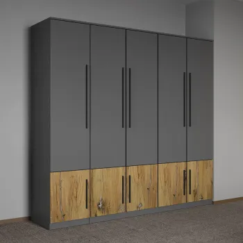 Dulap dormitor Gri cu Flagstaff Oak 205,4 x 192,5 cm - Sidney 1c93 imagine