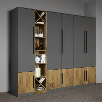 Dulap dormitor Gri cu Flagstaff Oak 233,4 x 192,5 cm - Sidney 5dc3 imagine