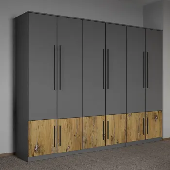 Dulap dormitor Gri cu Flagstaff Oak 247,4 x 192,5 cm - Sidney 8fd8 imagine