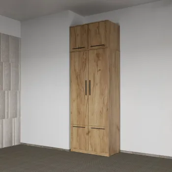 Dulap dormitor Stejar Auriu 2U cu suprapozabil - Madrid 6ca2 imagine