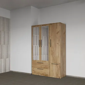 Dulap dormitor Stejar Auriu 3U cu oglinda - Madrid 6441 imagine