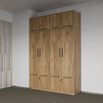 Dulap dormitor Stejar Auriu 4U+suprapozabil - Madrid 7223 imagine