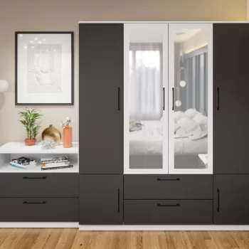 Dulap Benjamin Gri / Alb - C165/01 cu oglinda 4412 imagine