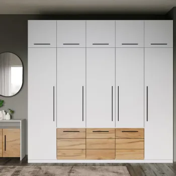 Dulap Inalt 2.5m Alb / Stejar Timea 4036 imagine
