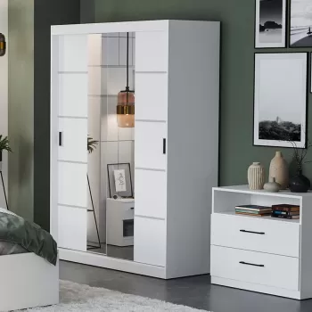 Dulap Nordis 138 usi alb/oglinda 9beb imagine