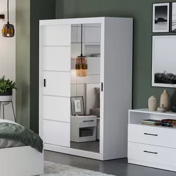 Dulap Nordis 138 usi oglinda/alb 6131 imagine