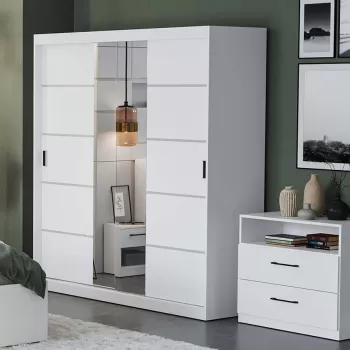 Dulap Nordis 184 usi alb/oglinda 3e6d imagine