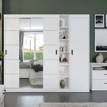 Dulap Nordis 210 usi alb/oglinda b3c3 imagine