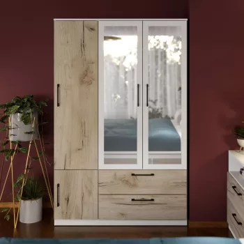 Dulap Relax Alb / Stejar k02 - C124/05 cu oglinda 08bd imagine