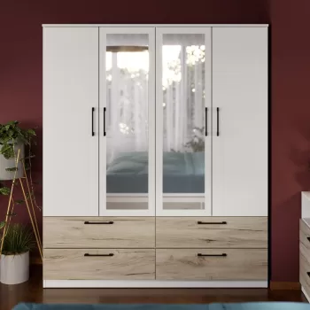 Dulap Relax Alb / Stejar k02 - C164/05 cu oglinda e31c imagine