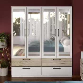 Dulap Relax Alb / Stejar k02 - C164/07 cu oglinda eb91 imagine