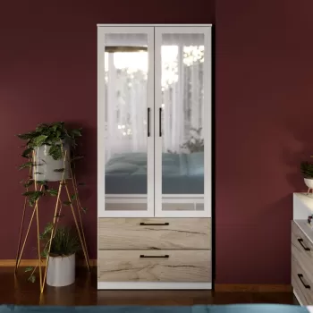 Dulap Relax Alb / Stejar k02 - C83/05 cu oglinda 554f imagine