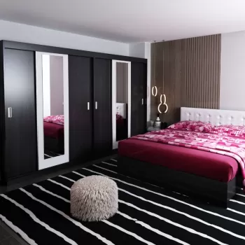 Set Dormitor Bingo F Tapitat Alb Dulap Dublu 4915 imagine