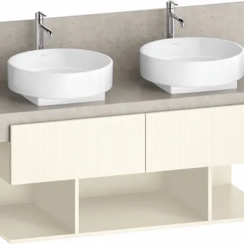 Dulap baza Duravit Balcoon 120x57cm pentru consola Mineral  doua sertare cu inchidere lenta  ivory mat 8d69 imagine
