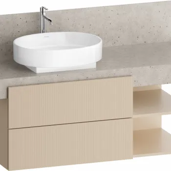 Dulap baza Duravit Balcoon 120x57cm pentru consola Mineral  doua sertare cu inchidere lenta  orientare dreapta  sand beige mat 1e0c imagine