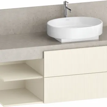 Dulap baza Duravit Balcoon 120x57cm pentru consola Mineral  doua sertare cu inchidere lenta  orientare stanga  ivory mat 70a2 imagine