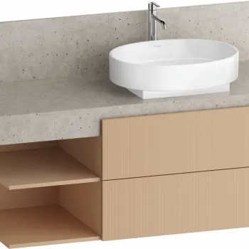 Dulap baza Duravit Balcoon 120x57cm pentru consola Mineral  doua sertare cu inchidere lenta  orientare stanga  terraccino mat 246d imagine