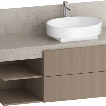 Dulap baza Duravit Balcoon 120x57cm pentru consola Mineral  doua sertare cu inchidere lenta  orientare stanga  umbra mat 637a imagine