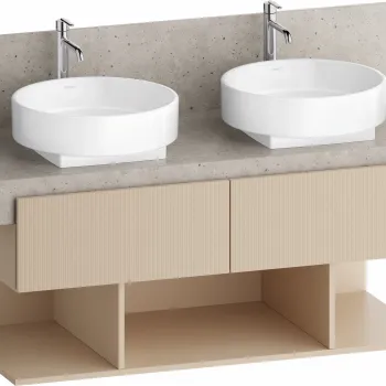 Dulap baza Duravit Balcoon 120x57cm pentru consola Mineral  doua sertare cu inchidere lenta  sand beige mat 55f4 imagine