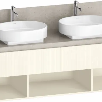Dulap baza Duravit Balcoon 140x57cm pentru consola Mineral  doua sertare cu inchidere lenta  ivory mat 077e imagine
