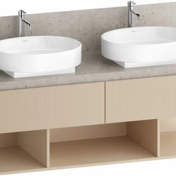 Dulap baza Duravit Balcoon 140x57cm pentru consola Mineral  doua sertare cu inchidere lenta  sand beige mat 5f04 imagine