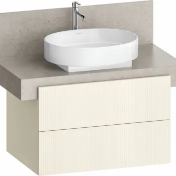 Dulap baza Duravit Balcoon 80x57cm pentru consola Mineral  doua sertare cu inchidere lenta  ivory mat e414 imagine