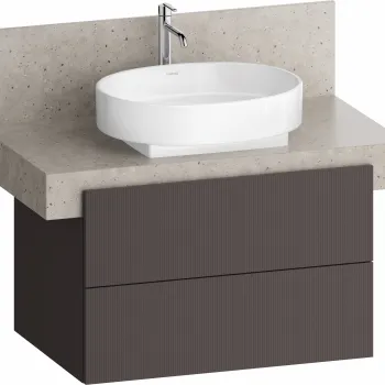 Dulap baza Duravit Balcoon 80x57cm pentru consola Mineral  doua sertare cu inchidere lenta  maro mat 2587 imagine