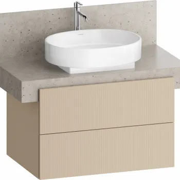 Dulap baza Duravit Balcoon 80x57cm pentru consola Mineral  doua sertare cu inchidere lenta  sand beige mat 7542 imagine