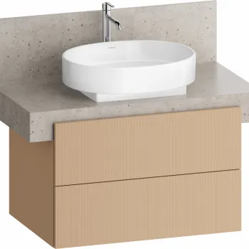 Dulap baza Duravit Balcoon 80x57cm pentru consola Mineral  doua sertare cu inchidere lenta  terraccino mat 83bc imagine