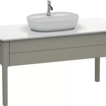 Dulap baza Duravit Luv 1338x570mm cu un sertar fara blat gri satinat mat lacuit 85f0 imagine