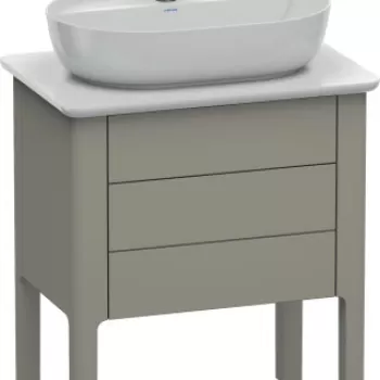 Dulap baza Duravit Luv 638x450mm cu doua sertare fara blat gri satinat mat lacuit b1ce imagine