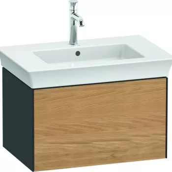 Dulap baza Duravit White Tulip cu 1 sertar pentru lavoar 75cm Natural Oak Solid cd7b imagine