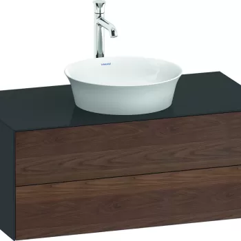 Dulap baza Duravit White Tulip cu 2 sertare pentru lavoar tip bol 100cm American Walnut Solid Wood f25b imagine