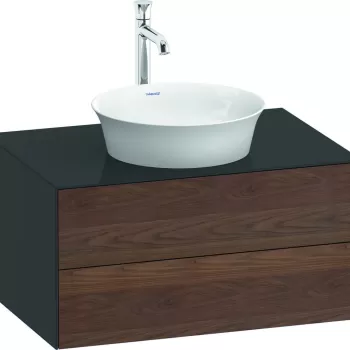 Dulap baza Duravit White Tulip cu 2 sertare pentru lavoar tip bol 80cm American Walnut Solid Wood ca78 imagine
