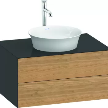 Dulap baza Duravit White Tulip cu 2 sertare pentru lavoar tip bol 80cm Natural Oak Solid c91e imagine