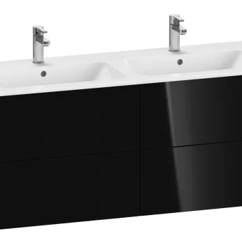 Dulap baza Duravit XViu 128x48cm patru sertare cu tehnologie Tip-On negru lucios cu margini champagne mat 42b6 imagine