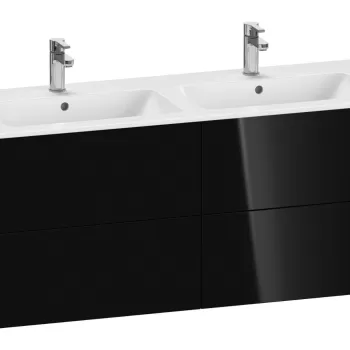 Dulap baza Duravit XViu 128x48cm patru sertare cu tehnologie Tip-On negru lucios cu margini negru mat e8b0 imagine