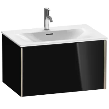 Dulap baza Duravit XViu 71x48cm un sertar cu tehnologie Tip-On negru lucios cu margini champagne mat d6b7 imagine