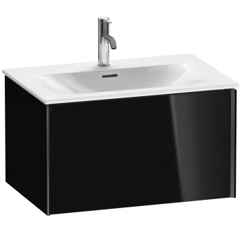 Dulap baza Duravit XViu 71x48cm un sertar cu tehnologie Tip-On negru lucios cu margini negru mat b556 imagine