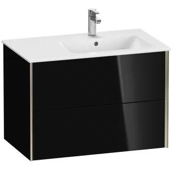Dulap baza Duravit XViu 81x48cm doua sertare cu tehnologie Tip-On negru lucios cu margini champagne mat orientare stanga 7946 imagine